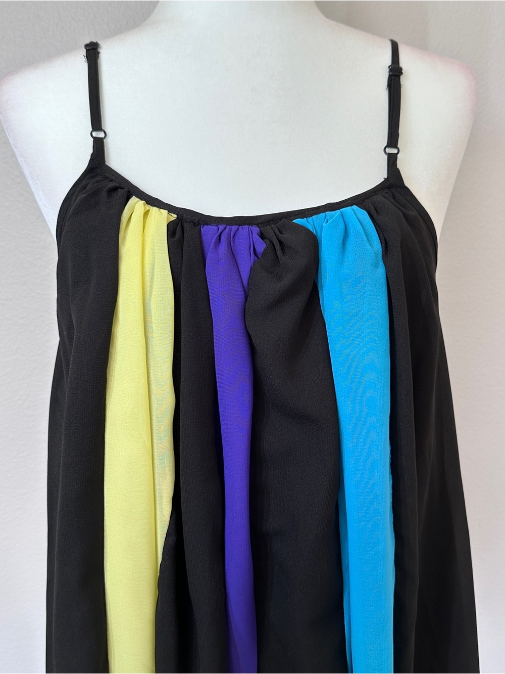 Colorblock Sheer Maxi Dress Adjustable Straps Boho Beach Cover Up - Picture 3 of 6